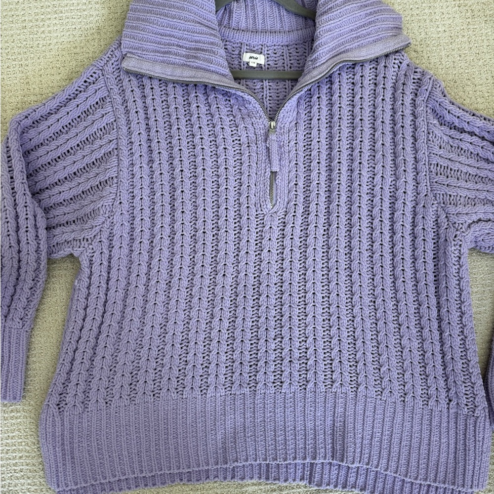 Aerie Cable Car Quarter Zip Sweater